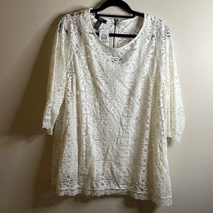 Alfani Lace Overlay Blouse | 1X